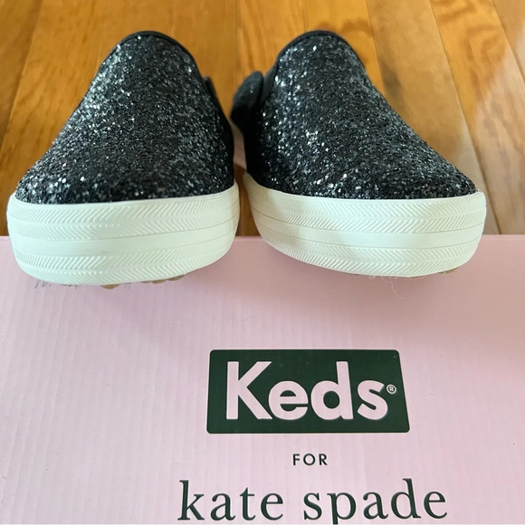 KATE SPADE Keds Womens Shoes Double Deck Mule Black Shimmer Sneakers 6.5 Casual - Picture 5 of 10